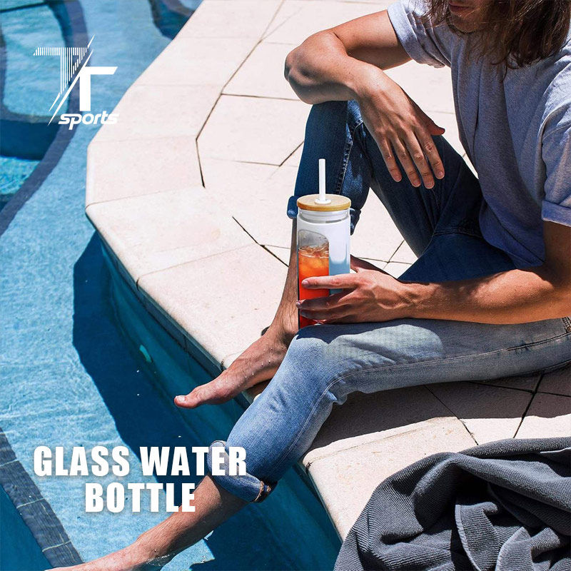 Glass Water Bottle with Bamboo Lid